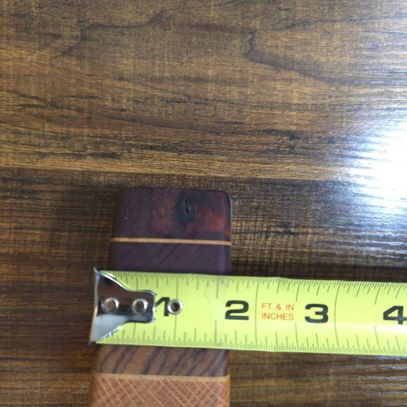 MCM Pyramid Salt & Pepper Shakers Striped Wood Grain Red Accents 2-Piece Set - Picture 14 of 14